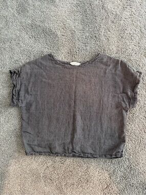 Elizabeth Suzann Georgia Tee in Charcoal Linen Gauze OS